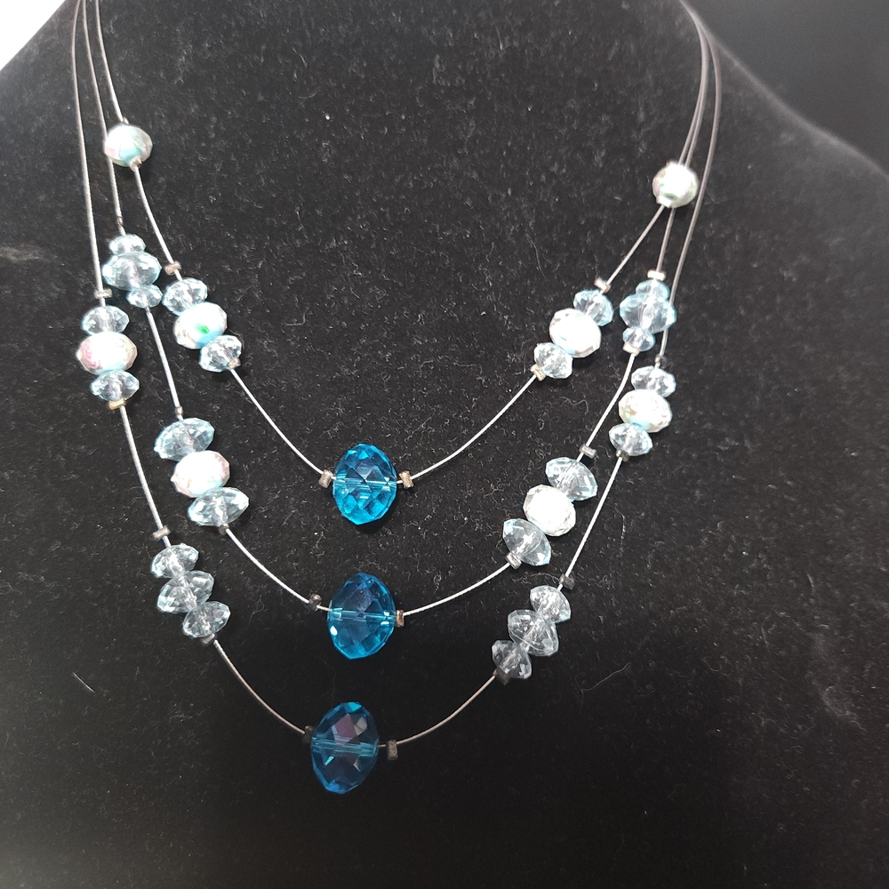 Elegant Blue Multi-Strand Necklace